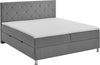 Pat Boxspring Leo gri cu saltele, topper, depozitare 180x200 cm