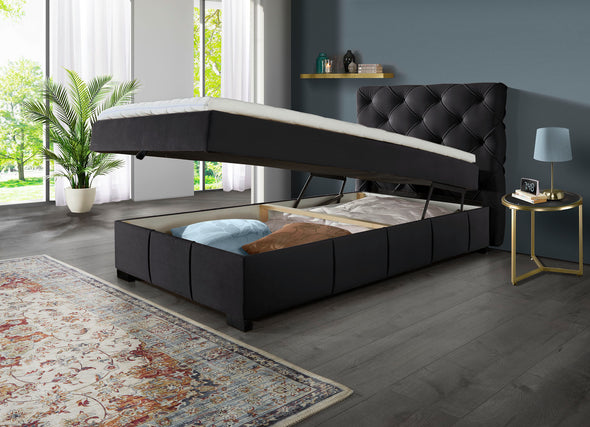 Pat Boxspring complet cu somiera rabatabila si topper 140x200 cm - LunaHome.ro