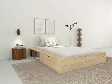 Pat Erno cu design modern din lemn de pin cu depozitare 120x200 cm
