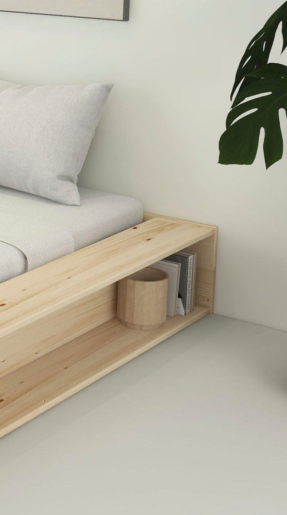 Pat Erno cu design modern din lemn de pin cu depozitare 180x200 cm