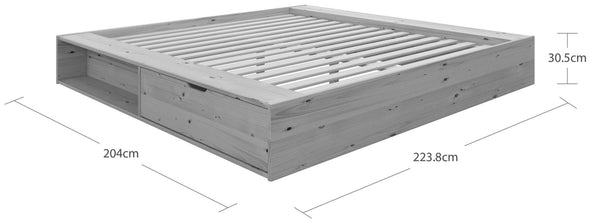 Pat Erno cu design modern din lemn de pin cu depozitare 180x200 cm