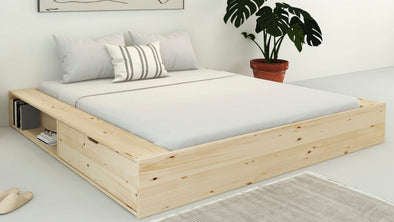 Pat Erno cu design modern din lemn de pin cu depozitare 180x200 cm