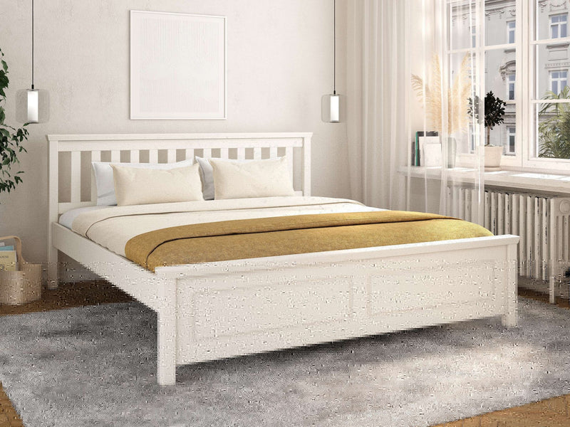 Pat Fredegard alb din lemn si MDf cu somiera 180x200 cm - LunaHome.ro