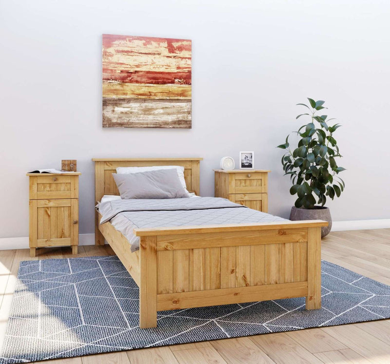 Pat Juventus din lemn masiv de pin natur 90x200 cm - LunaHome.ro
