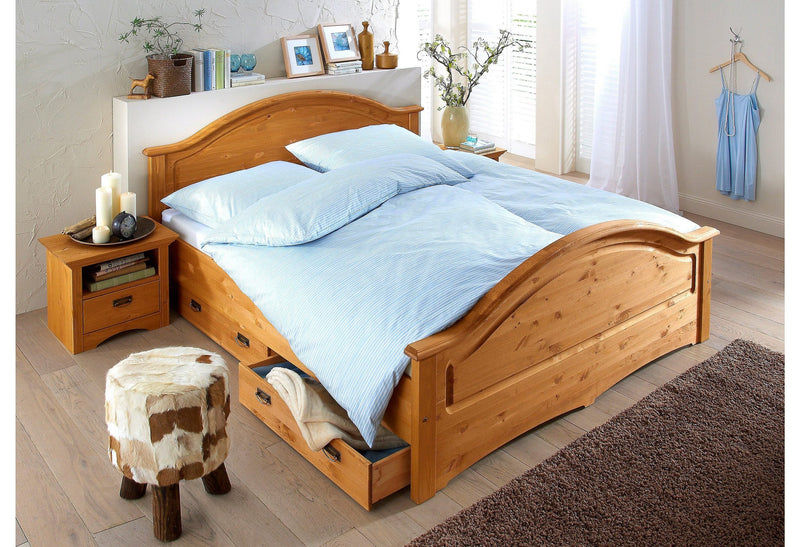 Pat Konrad din lemn masiv de pin natur 180x200 cm - LunaHome.ro