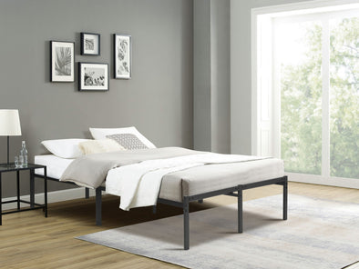 Pat List cu somiera inclusa din metal negru 140x200 cm - LunaHome.ro