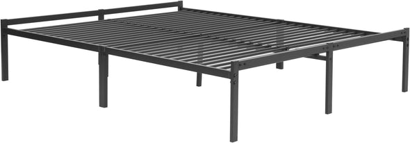 Pat List cu somiera inclusa din metal negru 160x200 cm - LunaHome.ro