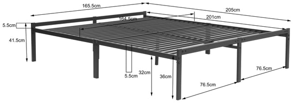 Pat List cu somiera inclusa din metal negru 160x200 cm - LunaHome.ro