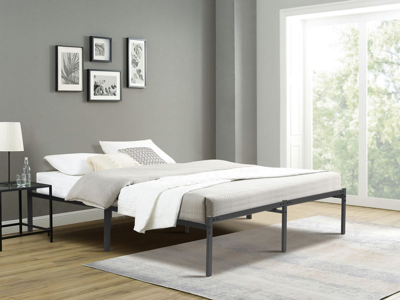 Pat List cu somiera inclusa din metal negru 180x200 cm - LunaHome.ro