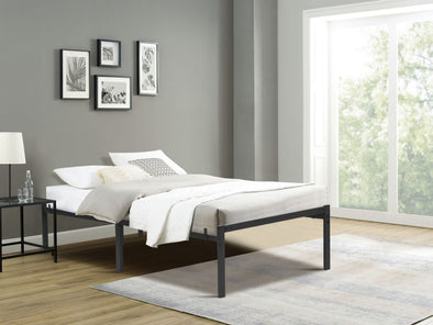 Pat List cu somiera inclusa din metal negru 90x200 cm - LunaHome.ro