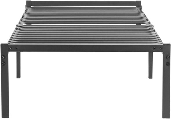 Pat List cu somiera inclusa din metal negru 90x200 cm - LunaHome.ro