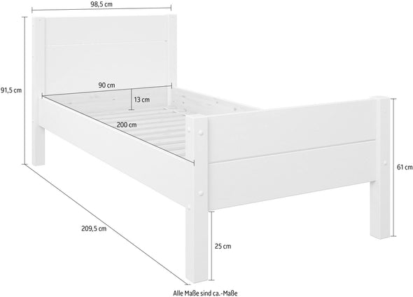 Pat Lüttenhütt Atsu din lemn de pin alb cu somieră 90x200 cm - LunaHome.ro