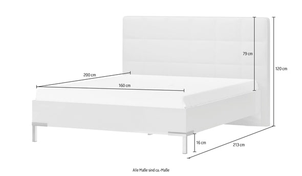 Pat Piano cu tăblie tapițată și cadru bej lucios 160x200 cm - LunaHome.ro