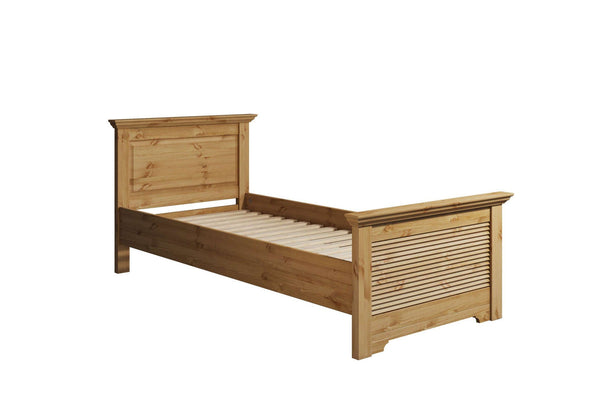 Pat Rauna din lemn de pin natur cu frezări decorative 90x200cm