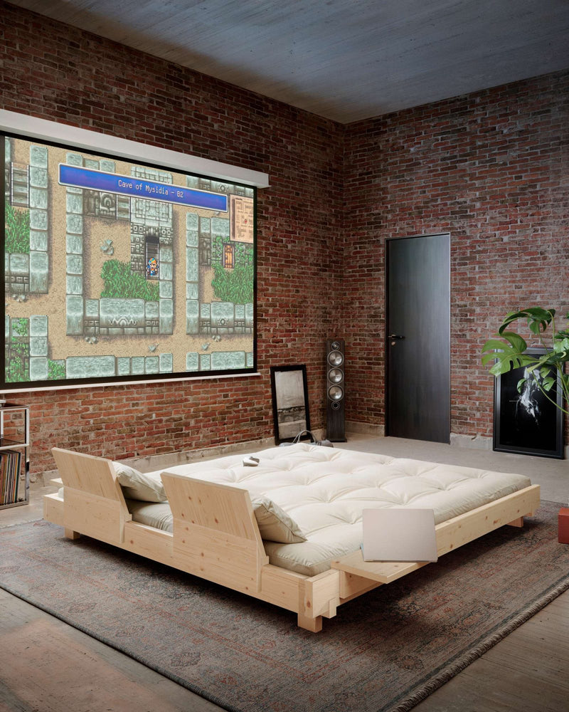 Pat Social Design Karup cu tablii si noptiere din lemn de pin 160x200 cm - LunaHome.ro