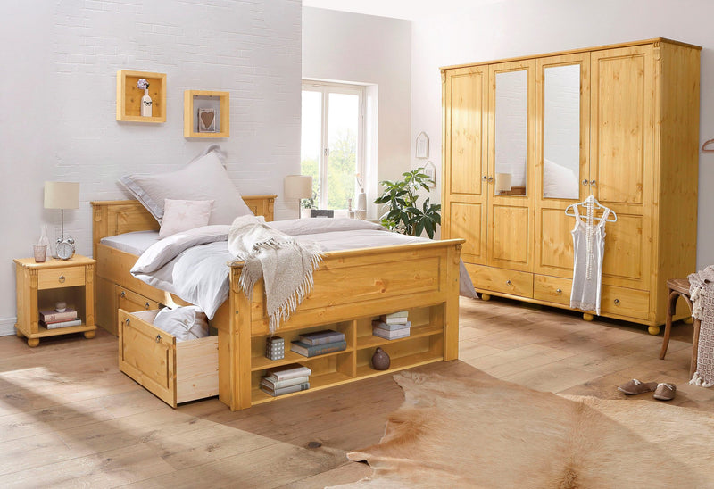 Pat Ticino din lemn masiv de pin natur 140x200 cm - LunaHome.ro