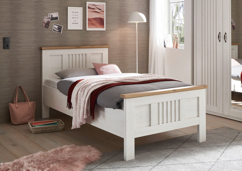 Pat Trient cu aspect de lemn alb pentru o persoana 100x200 cm - LunaHome.ro