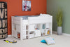 Pat etajat Robin cu scara, birou si comode 90x200 cm din lemn de pin - LunaHome.ro