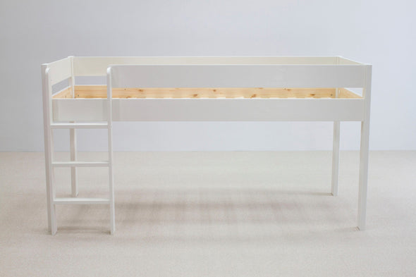 Pat etajat Robin cu scara, birou si comode 90x200 cm din lemn de pin - LunaHome.ro