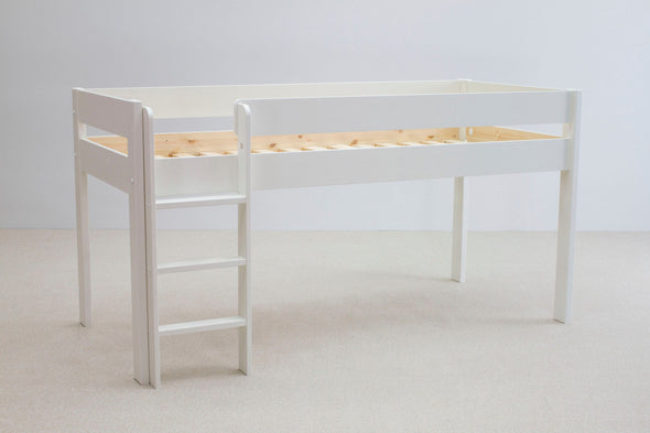 Pat etajat Robin cu scara, birou si comode 90x200 cm din lemn de pin - LunaHome.ro