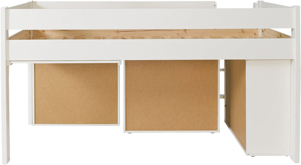Pat etajat Robin cu scara, birou si comode 90x200 cm din lemn de pin - LunaHome.ro