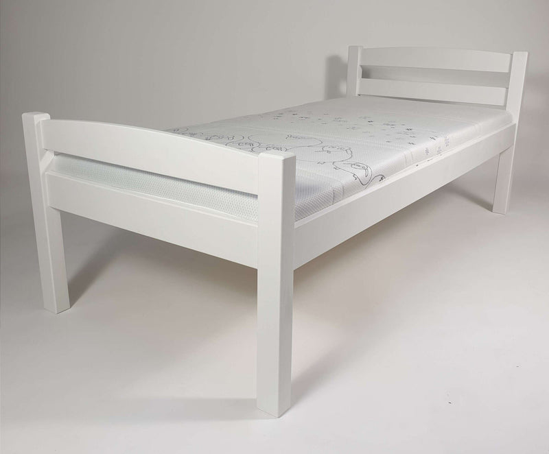 Pat alb OFI din lemn de pin pentru o persoană, 90x200 cm - LunaHome.ro