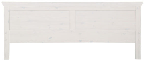 Pat alb rustic din lemn masiv Indra cu freze decorative 180x200 cm - LunaHome.ro