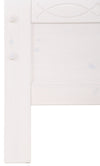 Pat alb rustic din lemn masiv Indra cu freze decorative 180x200 cm - LunaHome.ro