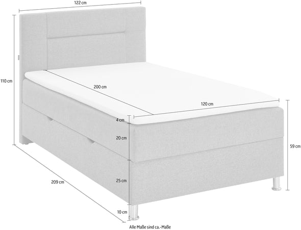 Pat boxspring Escalon gri cu depozitare 120x200 cm