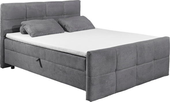 Pat boxspring Tijuana cu depozitare, saltele si topper, 160x200 cm