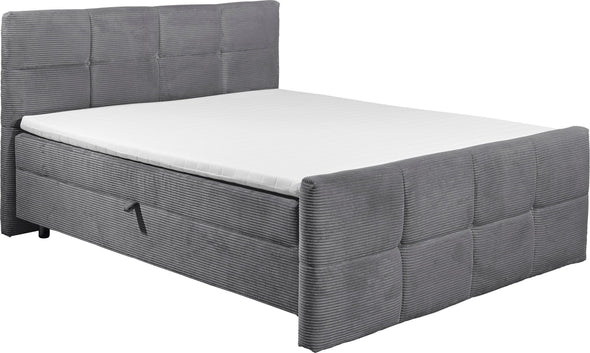 Pat boxspring Tijuana cu depozitare, saltele si topper, 160x200 cm