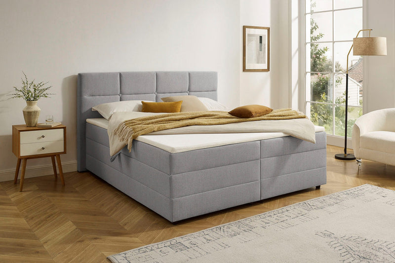 Pat boxspring complet Fillmore cu depozitare saltele si topper 180x200 cm