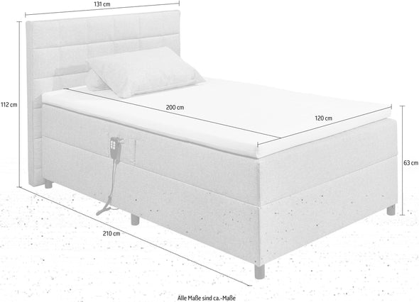 Pat complet Mariborsko gri cu motor si telecomanda 120x200 cm - LunaHome.ro