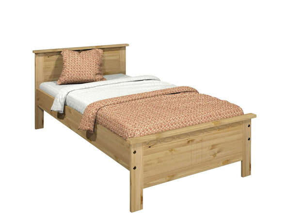 Pat din lemn masiv Indra, cu freze decorative 90x200 cm - LunaHome.ro