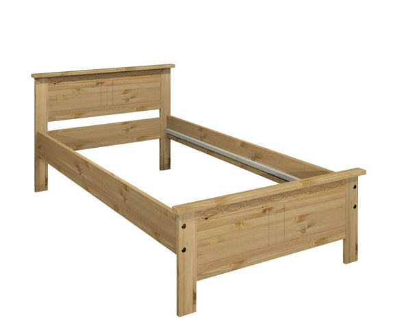 Pat din lemn masiv Indra, cu freze decorative 90x200 cm - LunaHome.ro