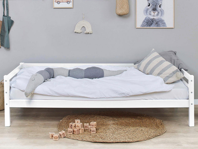 Pat divan Ecodream alb din lemn de pin cu somieră 90x200 cm - LunaHome.ro