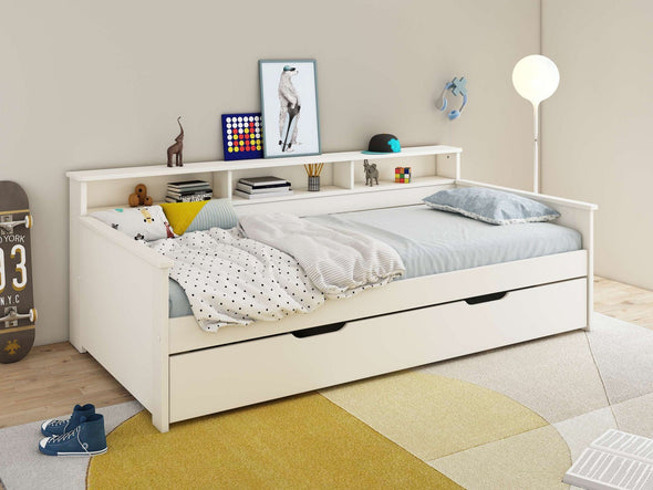 Pat divan Kero din lemn de pin alb, 90x200 cm - LunaHome.ro
