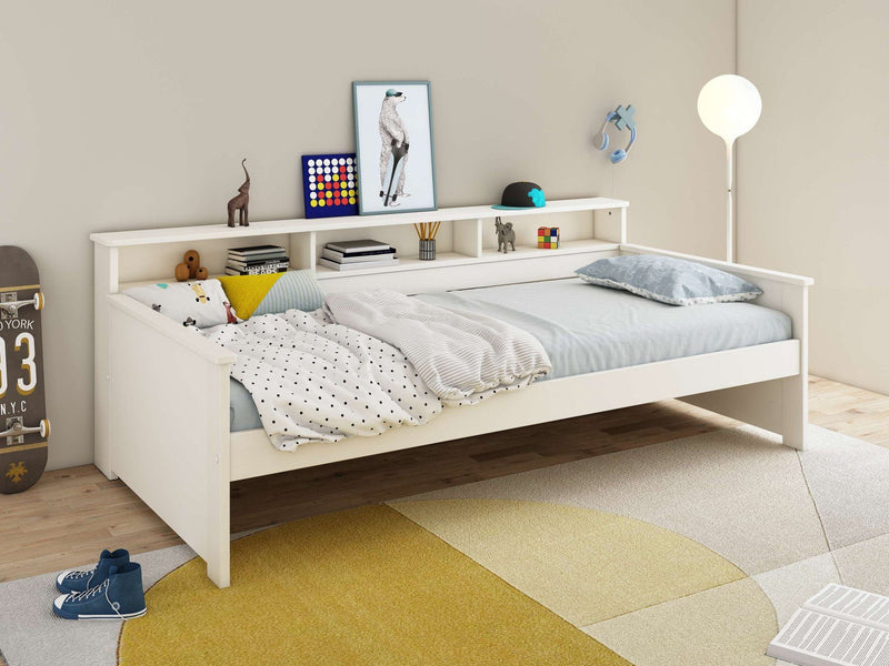Pat divan Kero din lemn de pin alb, 90x200 cm - LunaHome.ro