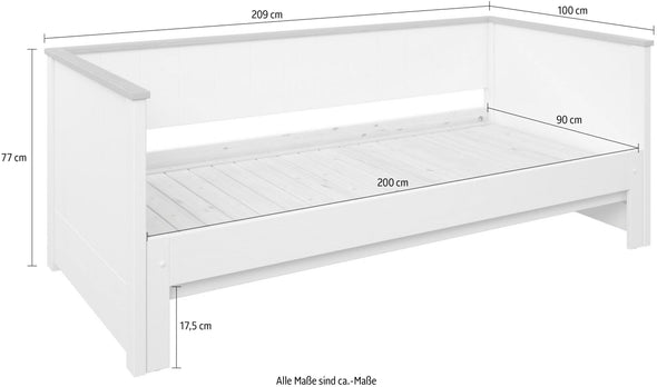 Pat divan extensibil REIGNY din lemn masiv de pin 90-180x200 cm - LunaHome.ro