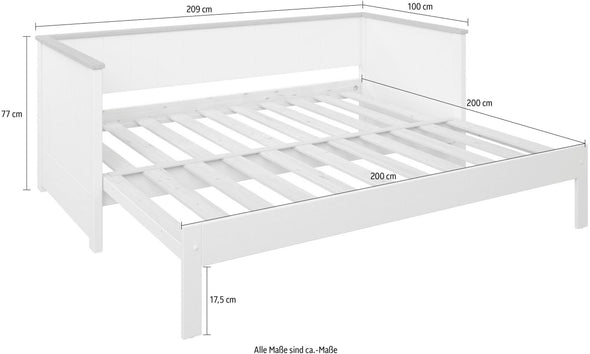 Pat divan extensibil REIGNY din lemn masiv de pin 90-180x200 cm - LunaHome.ro