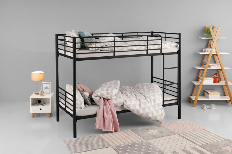Set 2 paturi stivuibile Hayo din metal negru 90x200 cm - LunaHome.ro