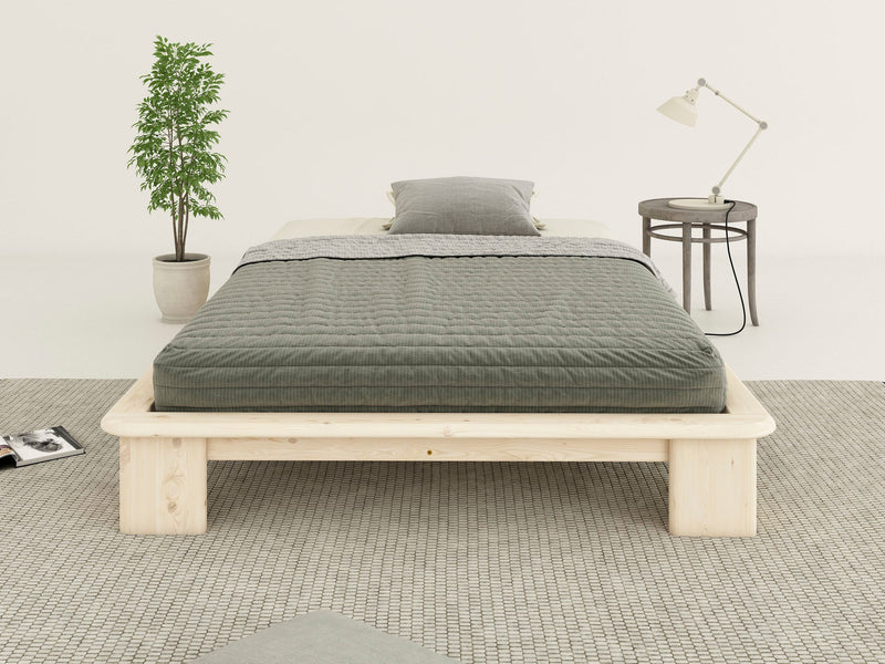 Pat futon Peregrin din lemn de pin natur cu somiera 120x200 cm - LunaHome.ro