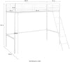 Pat înalt Hayo din metal negru cu scara inclusa 90x200 cm - LunaHome.ro