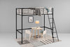 Pat înalt Hayo din metal negru cu scara inclusa 90x200 cm - LunaHome.ro
