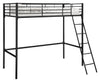 Pat înalt Hayo din metal negru cu scara inclusa 90x200 cm - LunaHome.ro