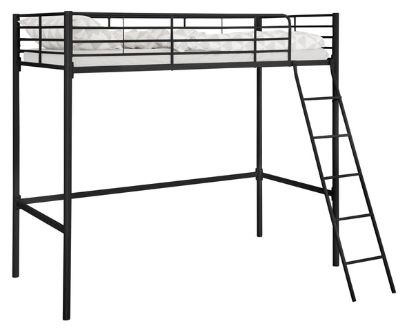 Pat înalt Hayo din metal negru cu scara inclusa 90x200 cm - LunaHome.ro