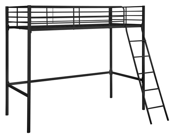 Pat înalt Hayo din metal negru cu scara inclusa 90x200 cm - LunaHome.ro