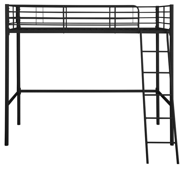 Pat înalt Hayo din metal negru cu scara inclusa 90x200 cm - LunaHome.ro