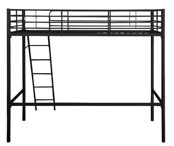 Pat înalt Hayo din metal negru cu scara inclusa 90x200 cm - LunaHome.ro