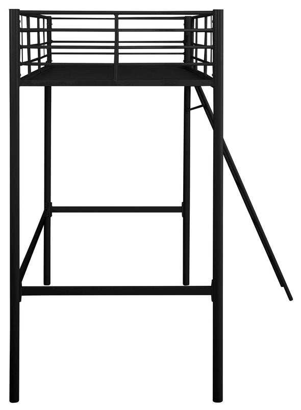 Pat înalt Hayo din metal negru cu scara inclusa 90x200 cm - LunaHome.ro